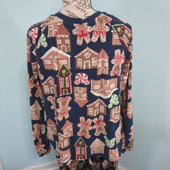 Disney Mickey Mouse Christmas Womens Pajamas 2 pcs PJ large Gingerbread Sleepwea - Picture 2 of 4